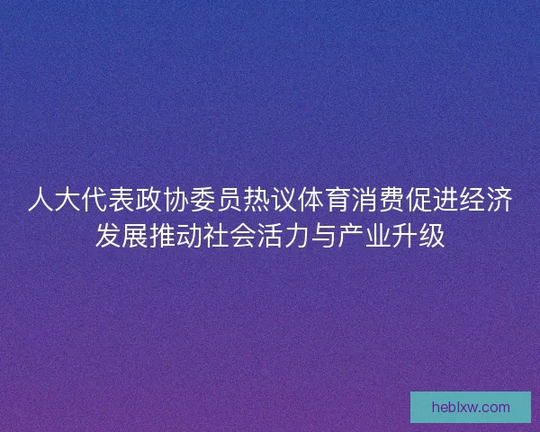 人大代表政协委员热议体育消费促进经济发展推动社会活力与产业升级